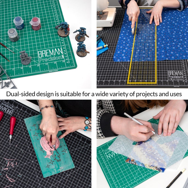 Breman Precision 18x24 Inch Self Healing Cutting Mat â€“ 2-Sided 5-Ply PVC Green/Black Cutting Mats for Crafts, Sewing, Quilting & DIY Projects with Durable Non-Slip Surface & Precise Grid Lines - Image 4